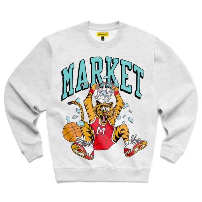 Market Dunking Cat Crewneck Sweatshirt Ash Grey - Grey - Hoodie