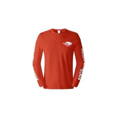 The North Face M Outdoor L/S Graphic Tee - Red - Short Sleeve T-Shirt