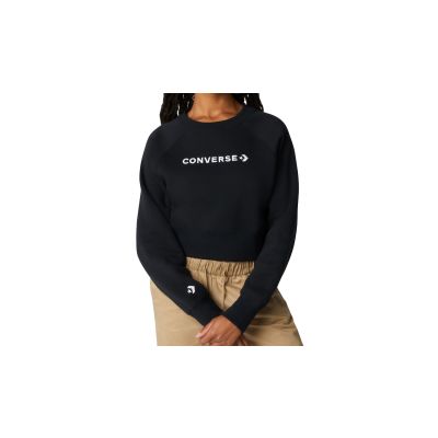Converse Wordmark Fleece Crew Neck Sweatshirt - Black - Hoodie