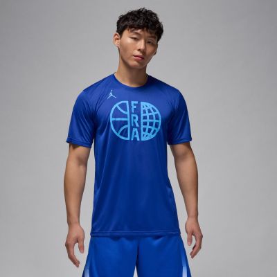 Jordan France Practice Basketball Tee - Blue - Short Sleeve T-Shirt