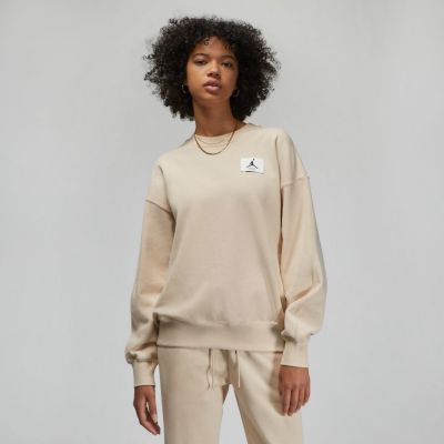 Jordan Essentials Wmns Fleece Crew Sweatshirt Sanddrift - Brown - Hoodie